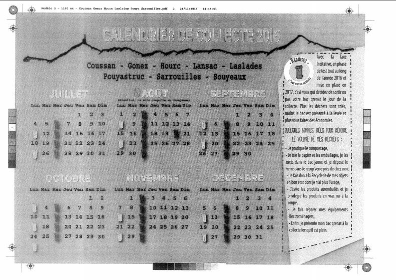 Symat Calendrier De Collecte 2016 Pouyastruc